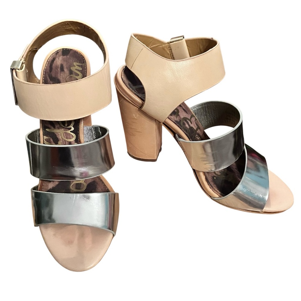 Sam Edelman Silver and Cream Heels